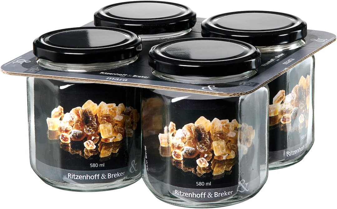Ritzenhoff & Breker Vorratsglas MARA 4er Set 580 ml Glas sechskantig