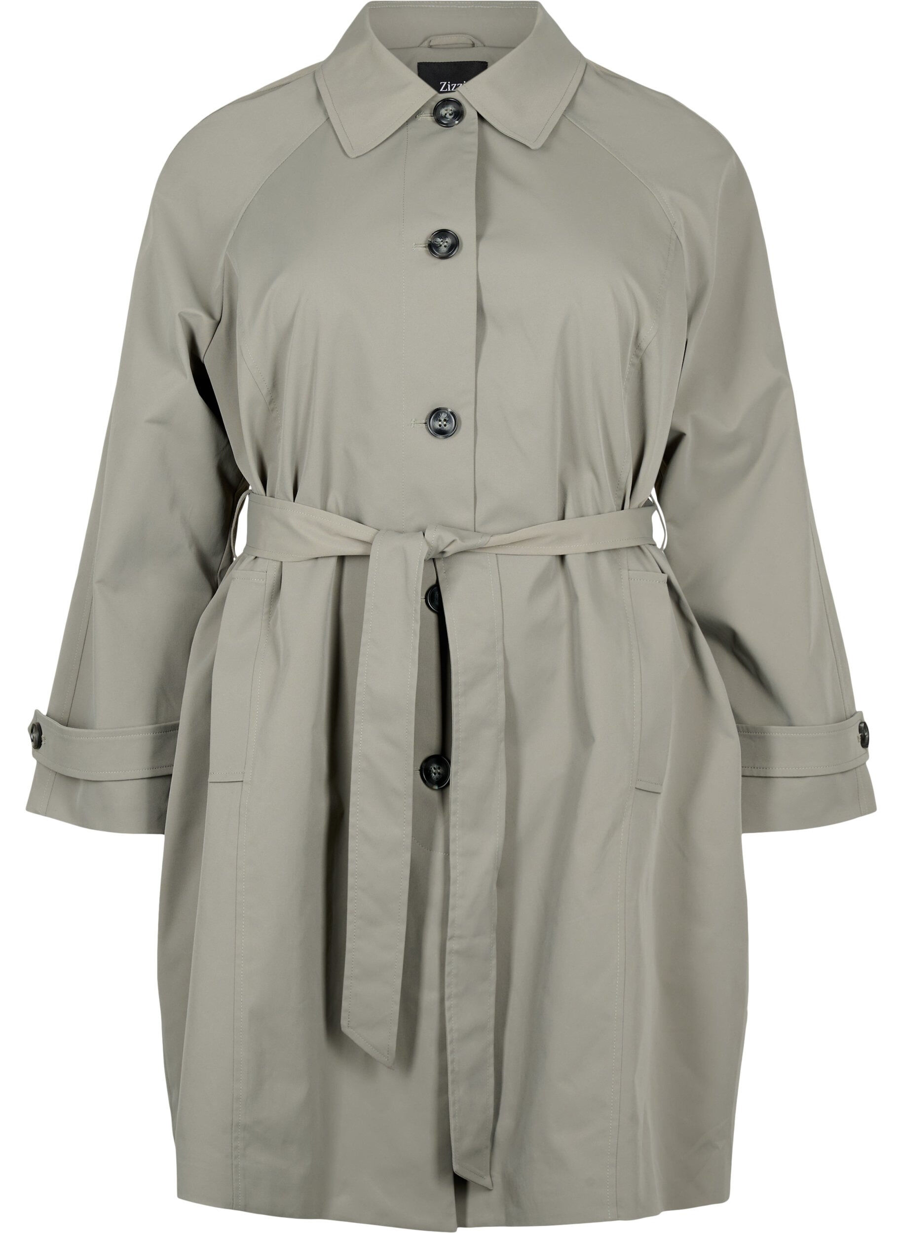 Trenchcoat med lommer og bælte