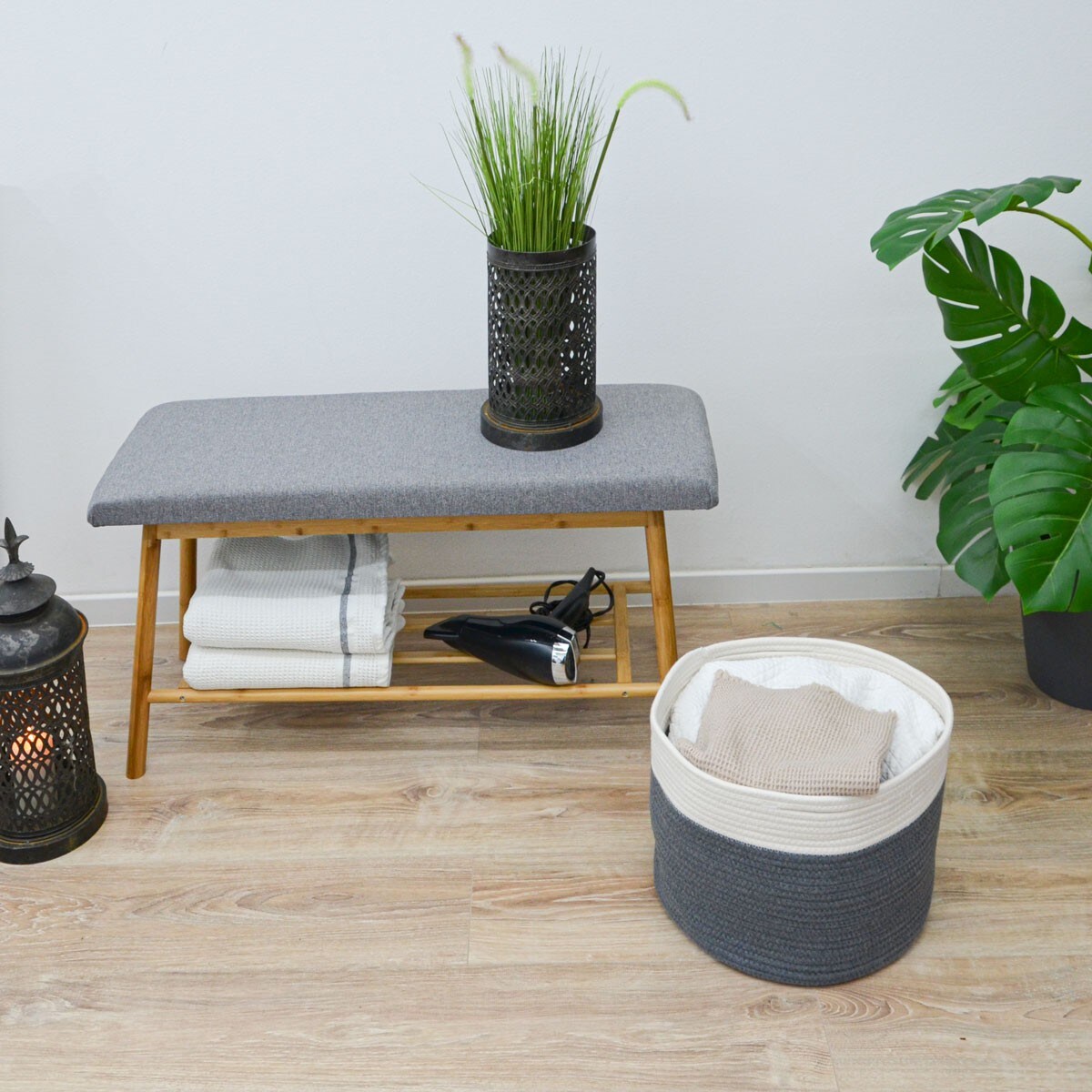 3er Baumwoll Seilkorb Set Boho Aufbewahrungskorb Wäschekorb Kinderzimmer rund