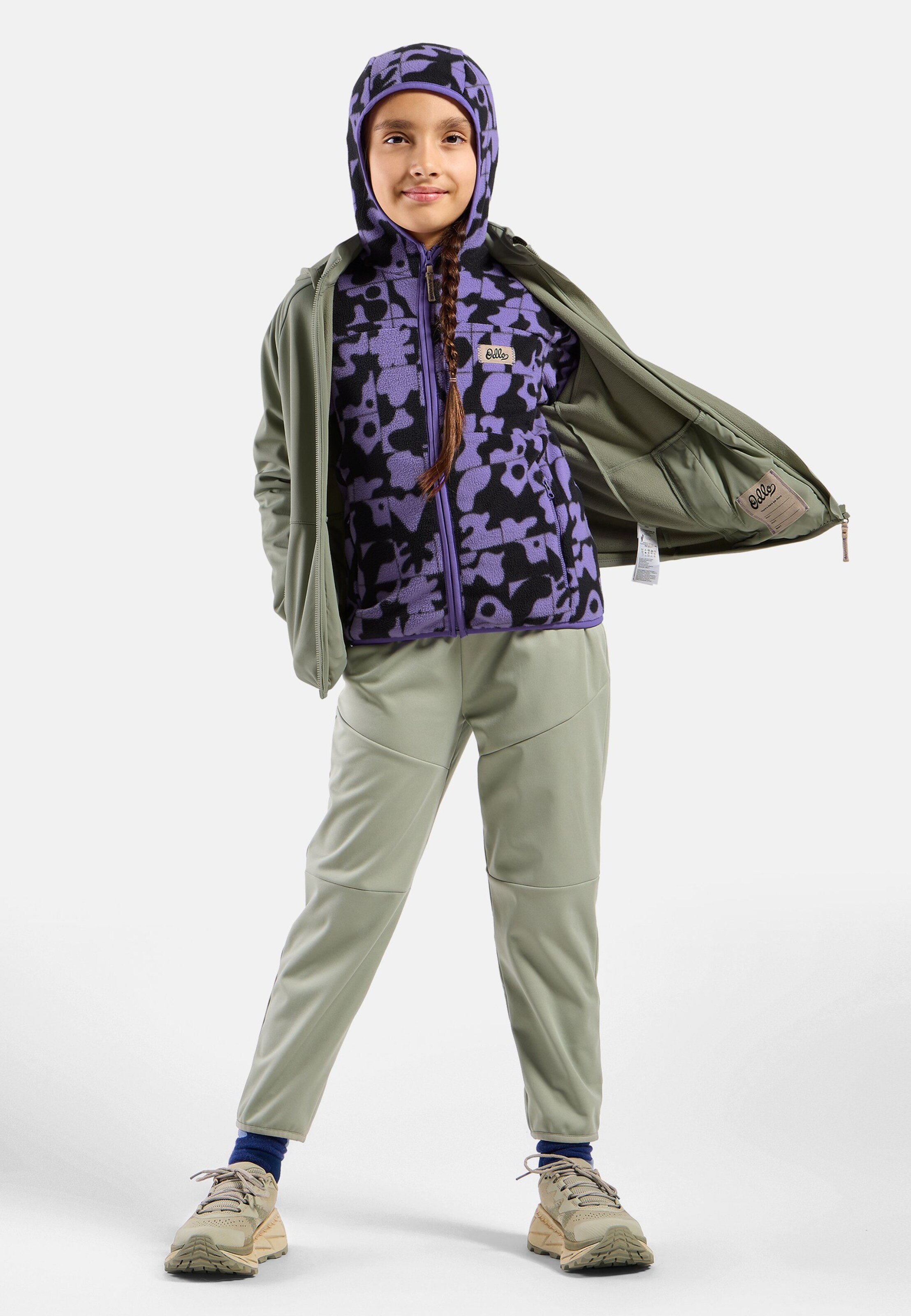 Adventurer Fleecejacke mit Kapuze und Print in afterparty