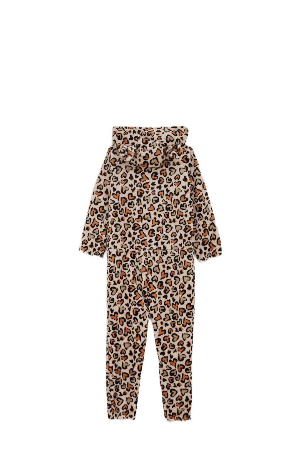 WE Fashion fleece onesie zand/zwart