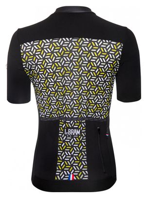 Maillot Manches Courtes Femme LeBram Croix de Fer Noir Jaune Coupe Ajustée