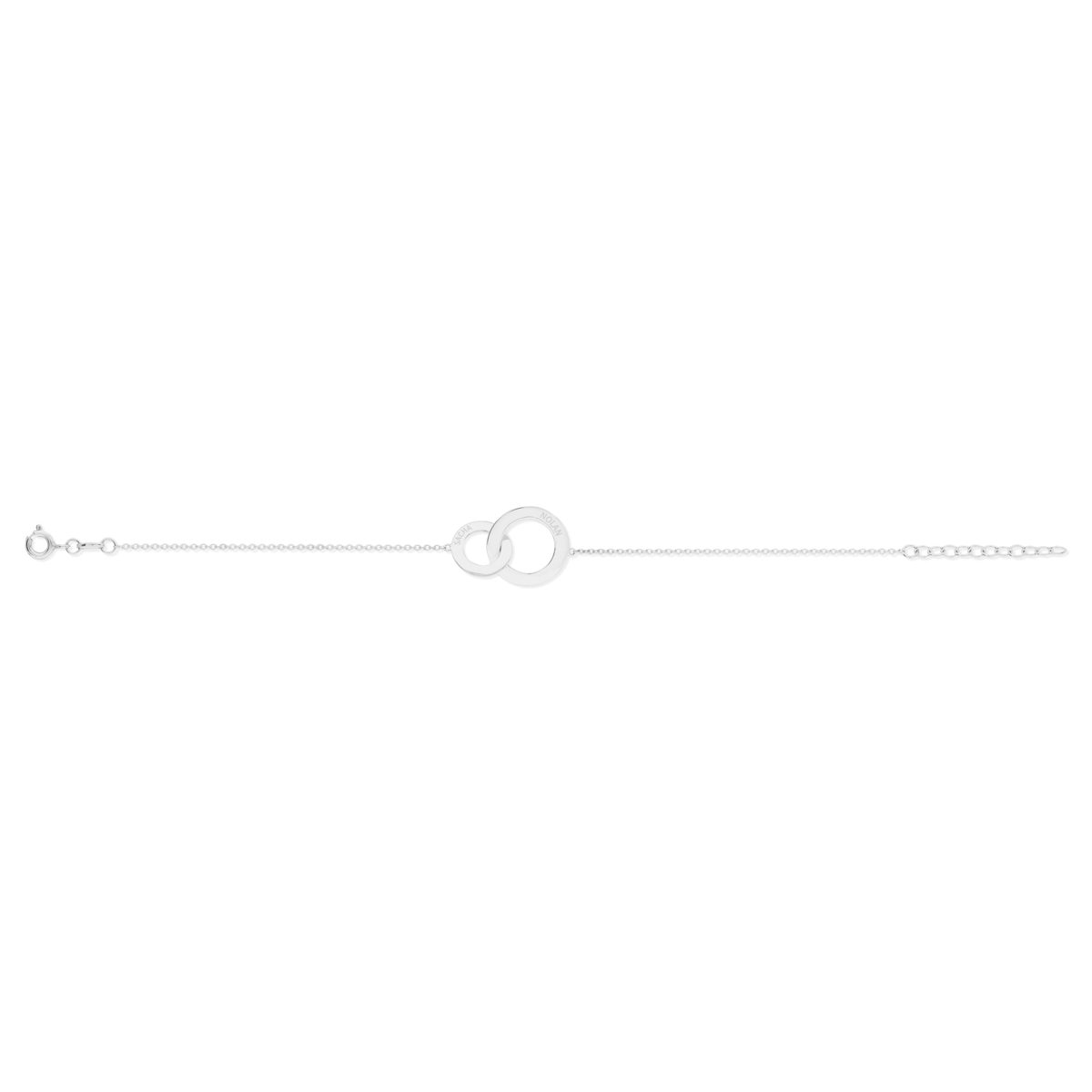 Bracelet argent 925 2 cercles entrelacés personnalisables 21 cm
