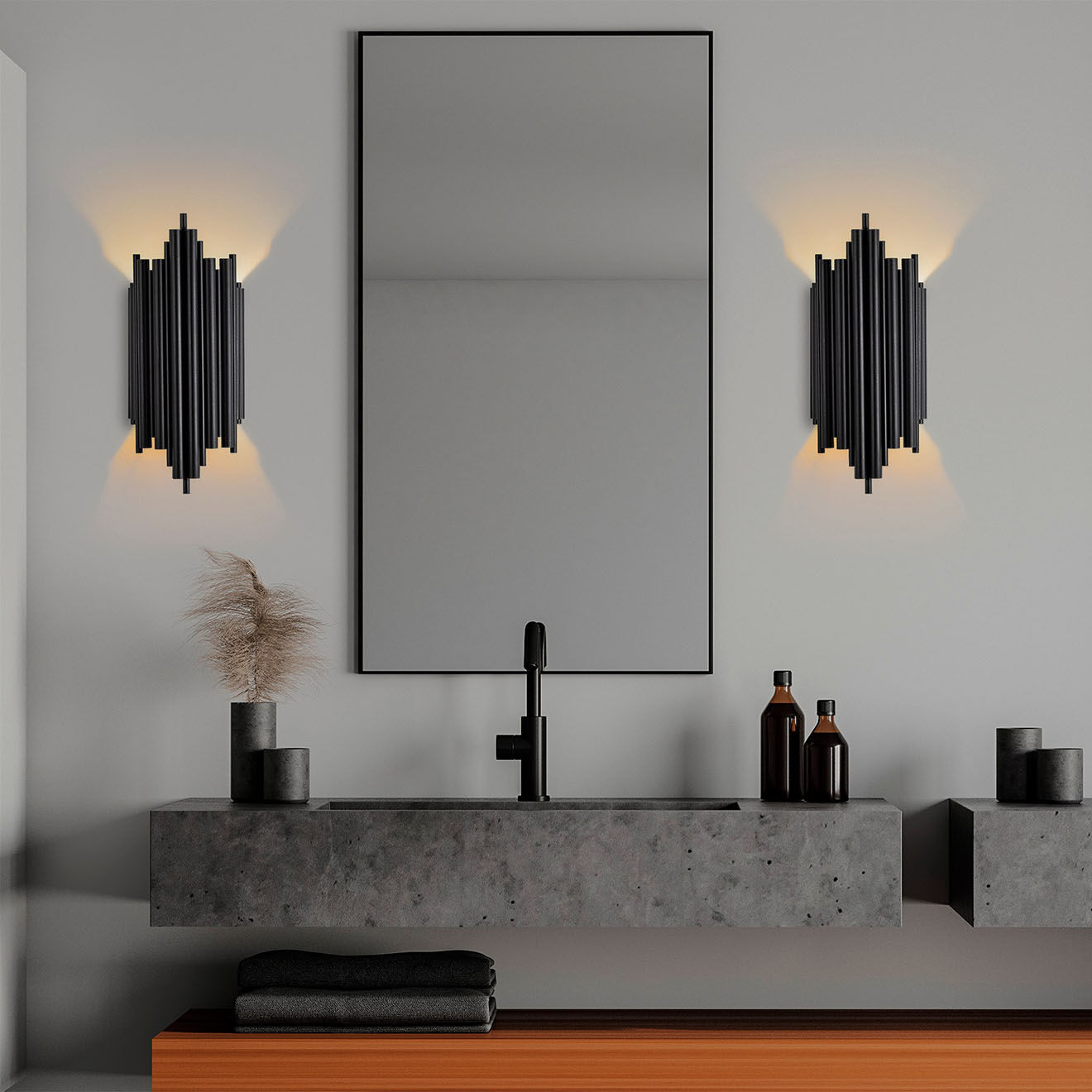 Opviq Applique murale Reis noire - 18x40x8 cm