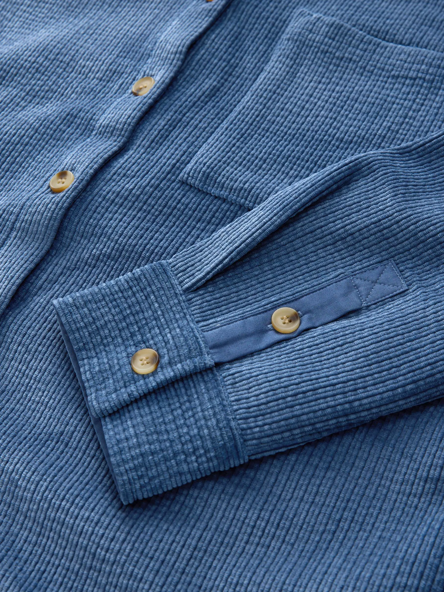 Blauw - Corduroy shacket met lange mouwen