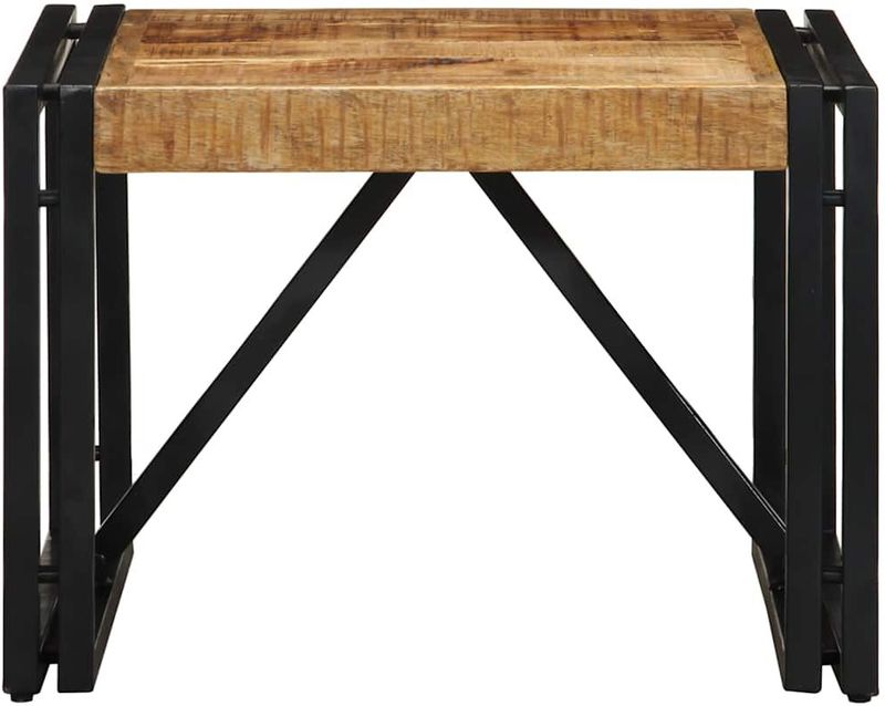 vidaXL - Salontafel - 50x50x35 cm - Massief Ruw Mangohout - Gepoeerdere Ijzeren Frame