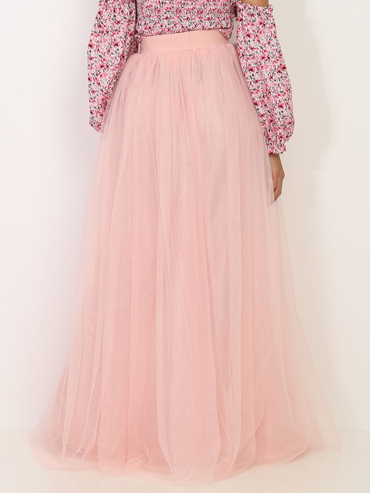 Jupe longue en tulle- Rose