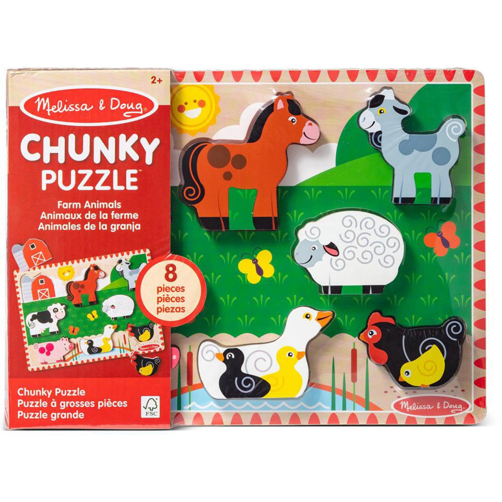 Køb Melissa & Doug Multifarvet Wooden Chunky Puzzle Farm Animals