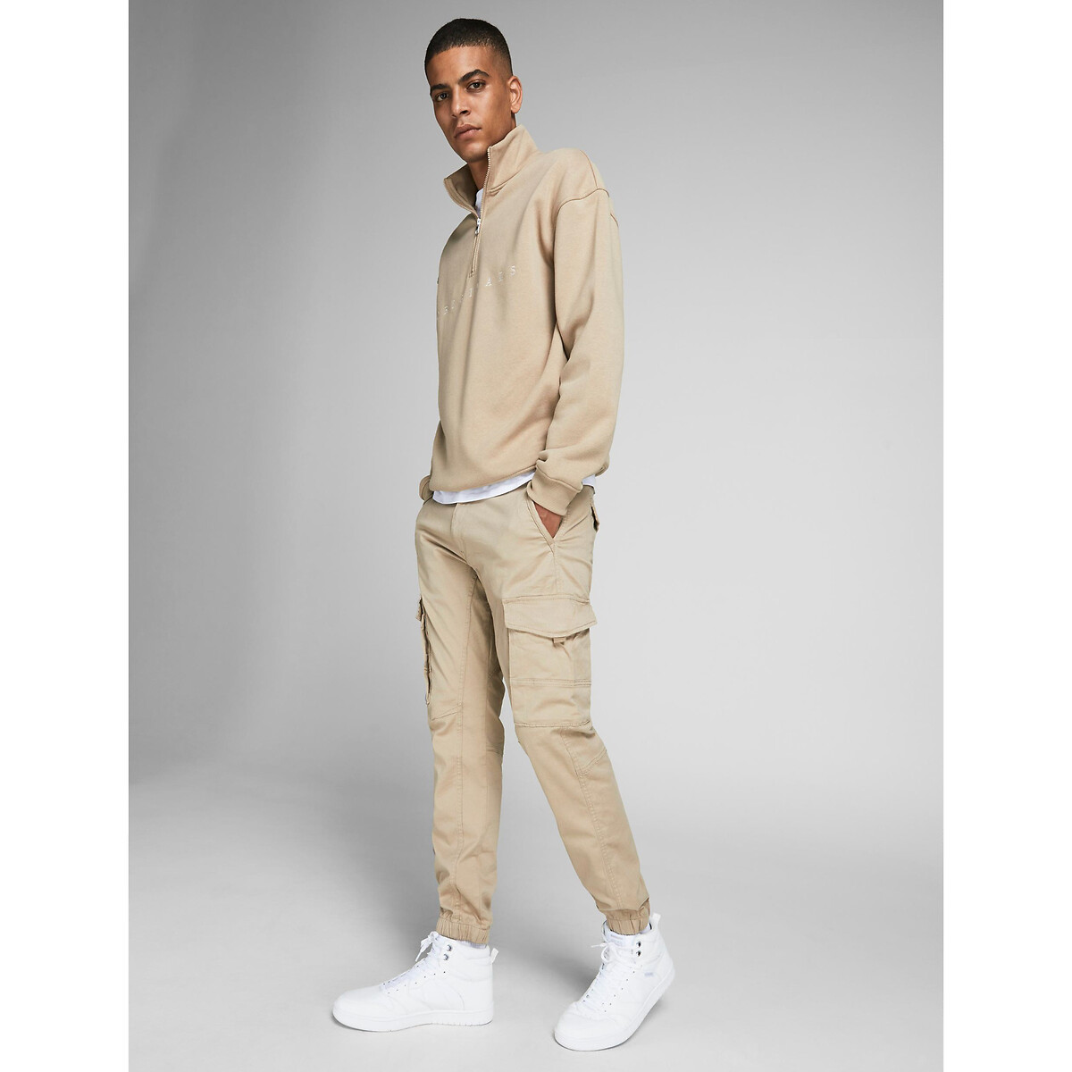 JACK & JONES<br>Calça cargo, modelagem slim stretch Paul Flake