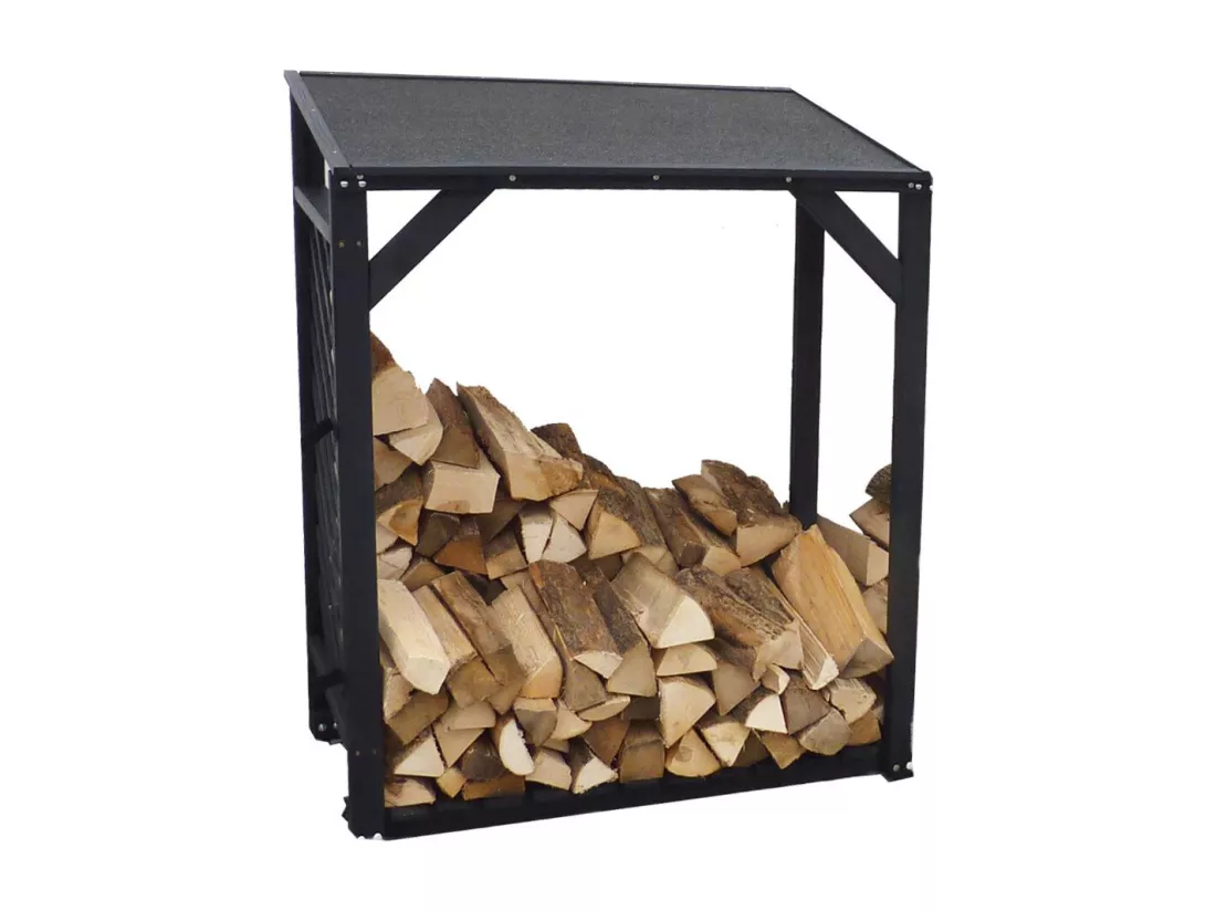Extension bûcher treillis en bois Black edition