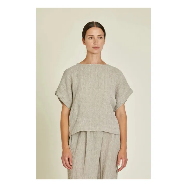 Black Crane Top Basique Lin | Gris clair