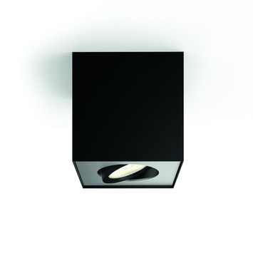 Philips opbouwspot Box zwart - Incl 1X LED 4,5W WarmGlow dimbaar
