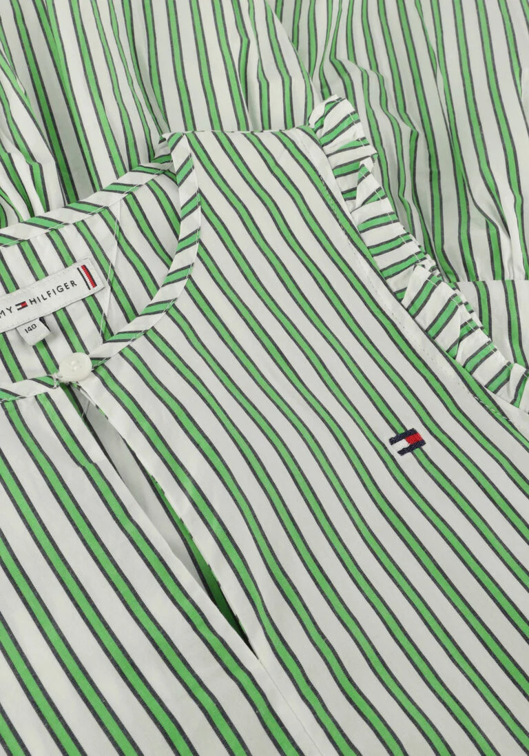 TOMMY HILFIGER groene tommy hilfiger midi jurk striped ruffle dress slvss
