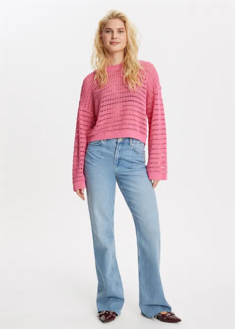 Open knit trui roze (ROS)