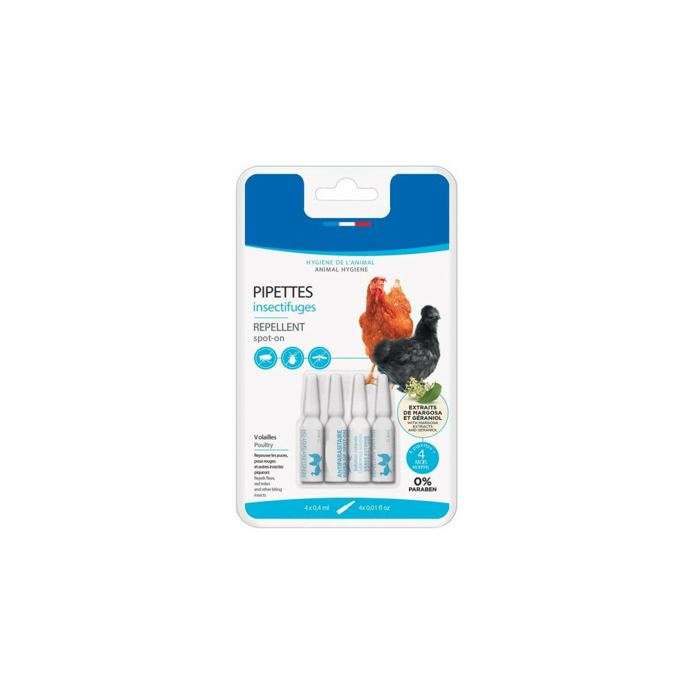 Pipettes insectifuges pour poules, oies et canards 4 pipettes