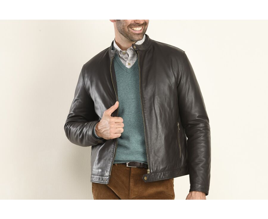 Blouson cuir homme Chocolat - CARTER