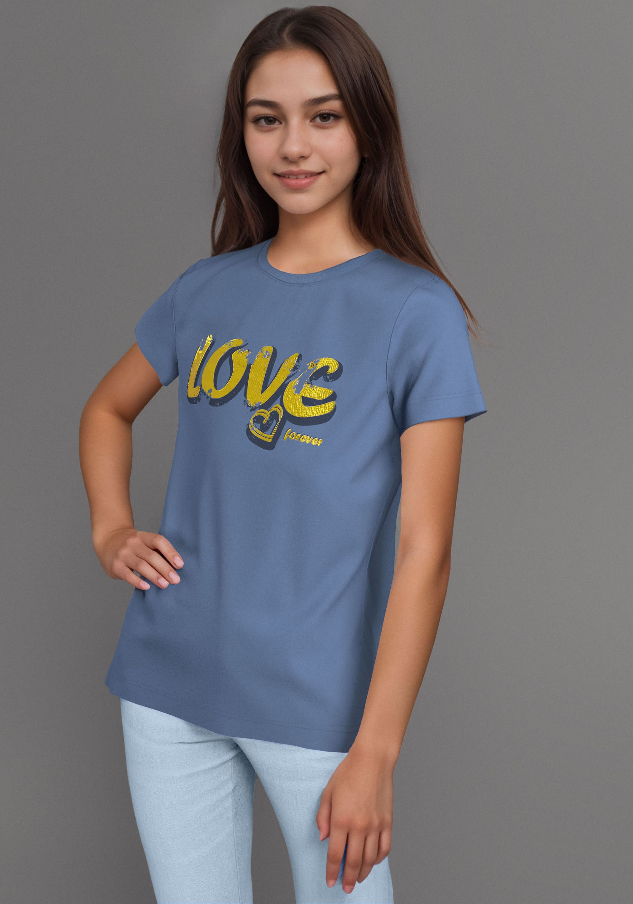 DELMAO T-Shirt »2er Pack T-Shirt mit Foliendruck«, 2 Stk. 2er Packung T-Shirts