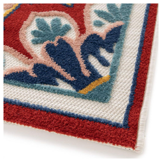 Tapis de salon ou d'extérieur ethnique - rosace - multicolore - 164 x 230 cm