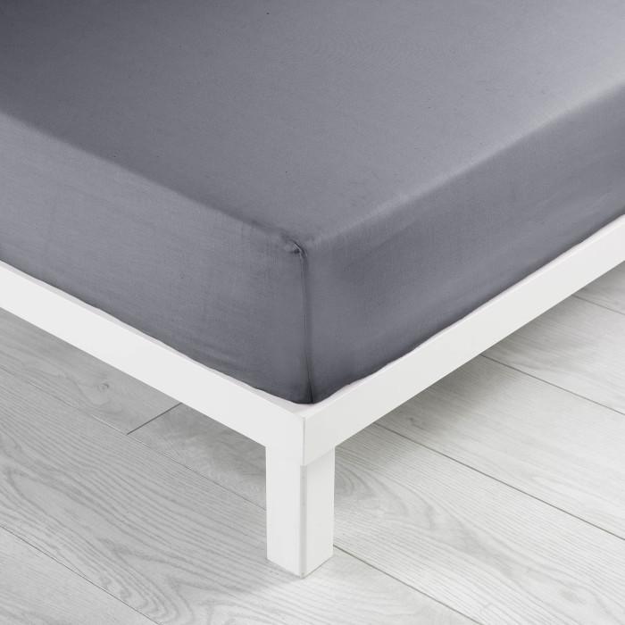DRAP HOUSSE 1 PERSONNE 90X190CM LINA GRIS SOURIS