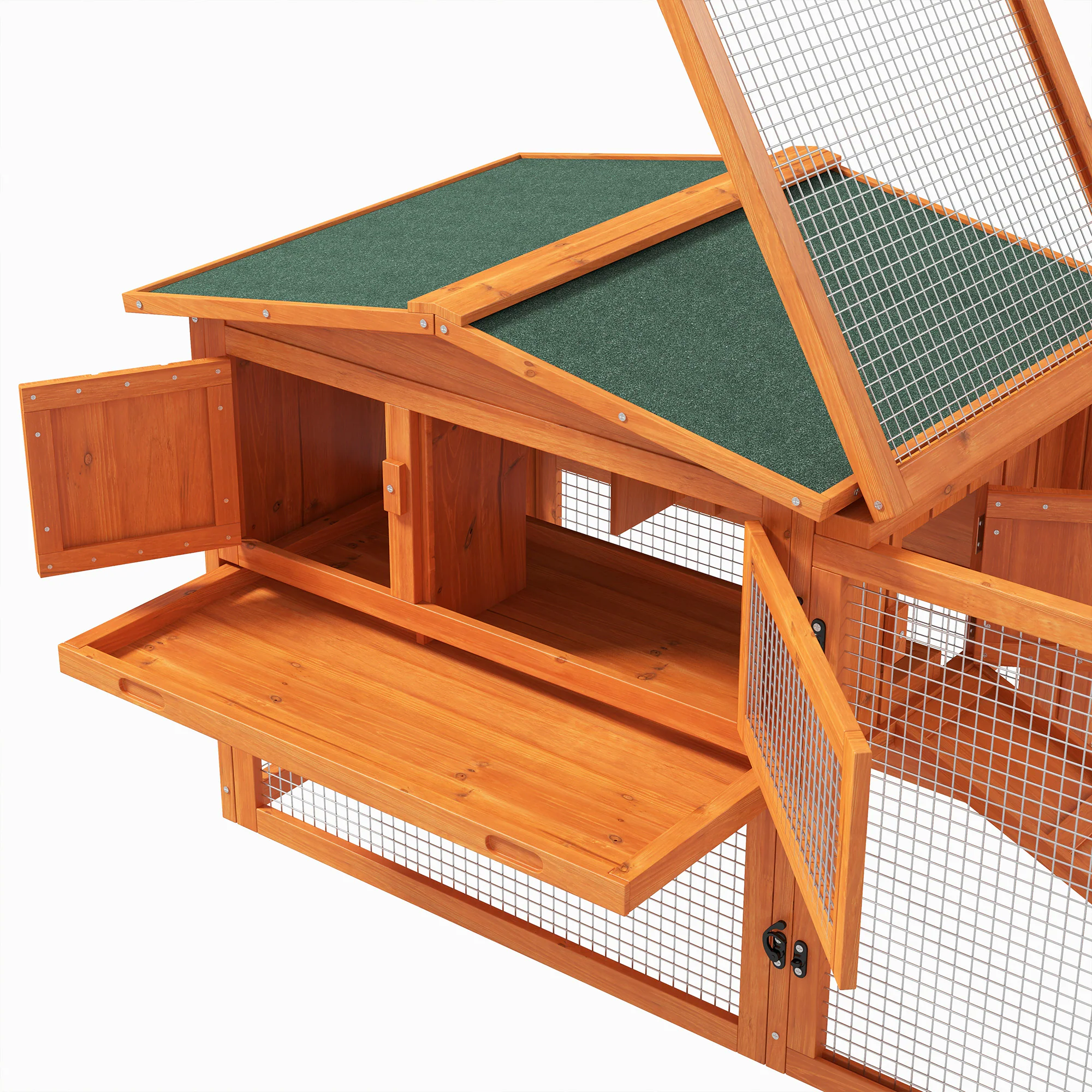 PawHut Kleintierstall mit Asphaltdach orange 156L x 58B x 68H cm