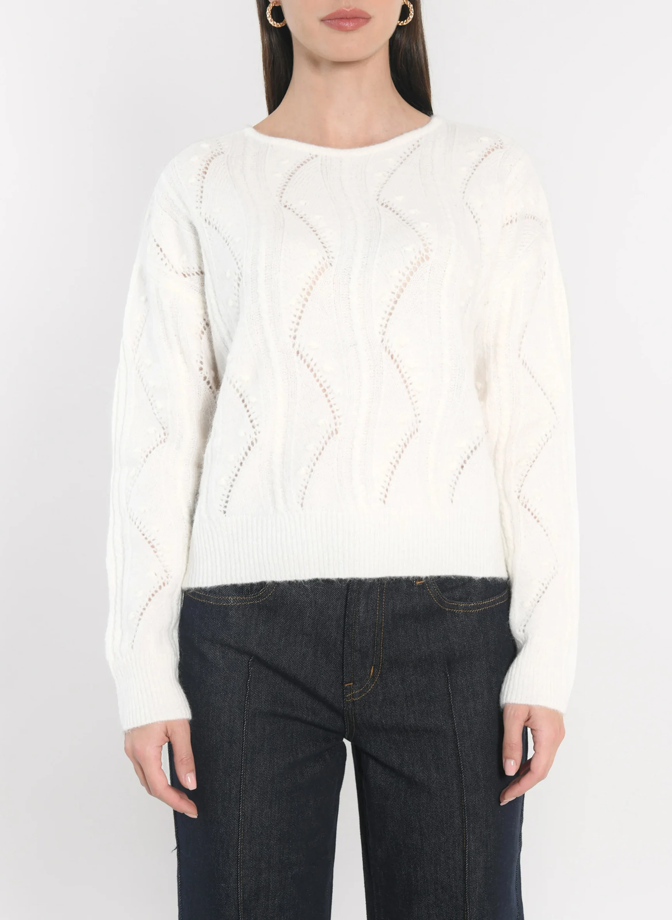 MONICA - Pull oversize col rond | Blanc