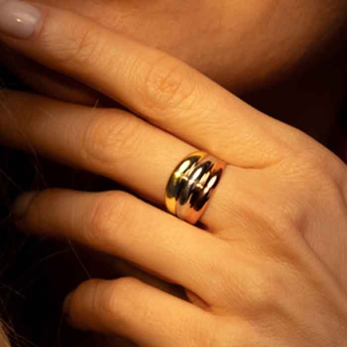 Bague Trianon - Or jaune, or rose & or blanc 375/1000