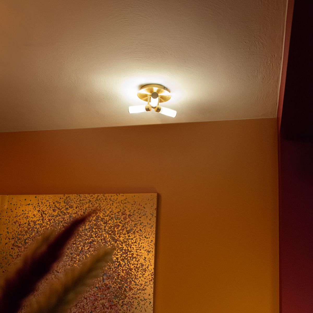Moderne badkamer plafondlamp messing 3-lichts IP44 - Bath
