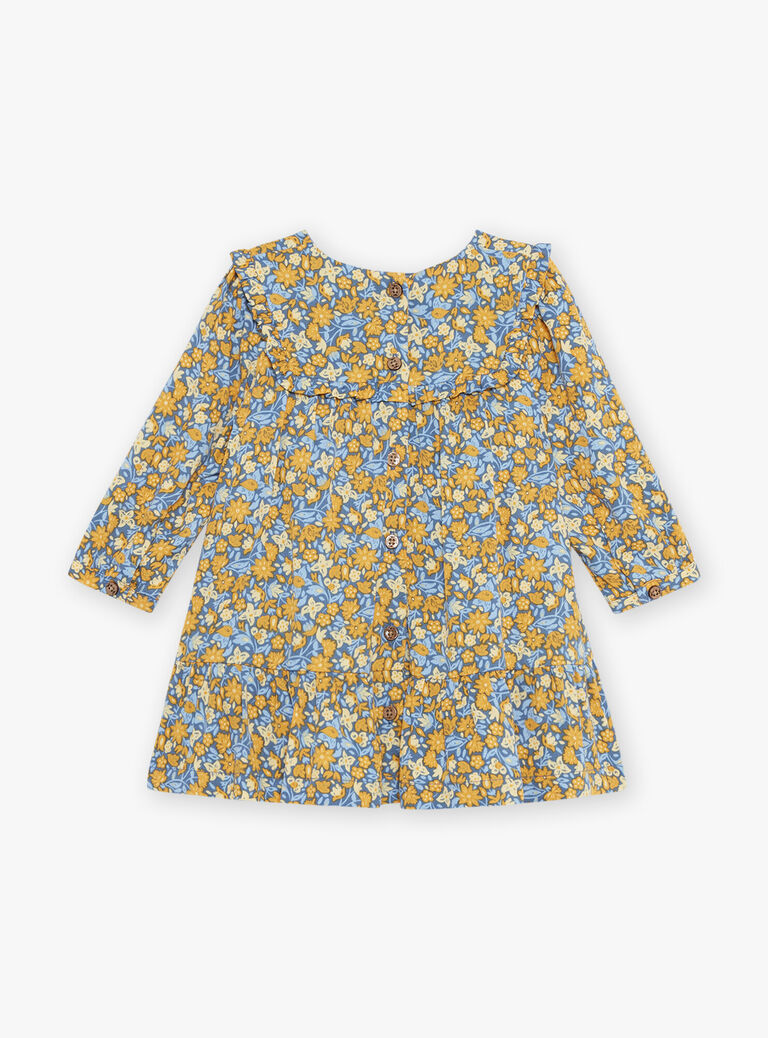 Robe à volants bleu marine à fleurs