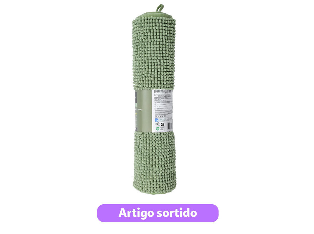 TAPETE CASA BANHO ACTUEL 100% POLIÉSTER RECICLO 50X80CM CORES SORTIDAS