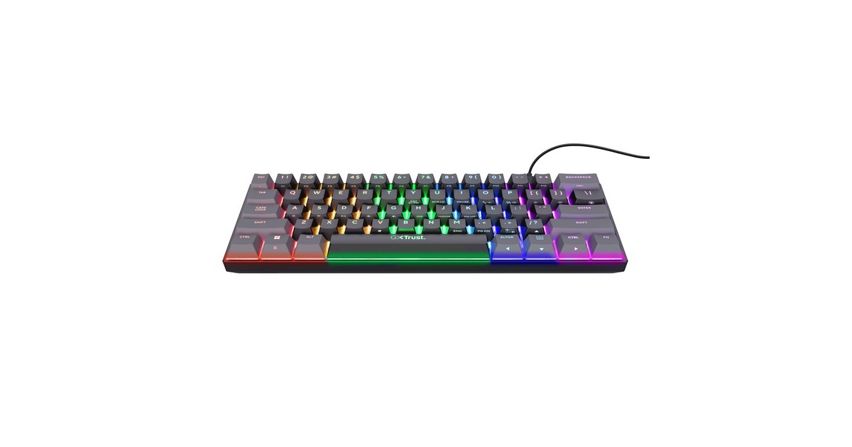 TrustGXT 867 Acira 60% mini mechanisch gaming-toetsenbord, gaming toetsenbord  (Zwart, US lay-out, Outemu Red, 60%, RGB)