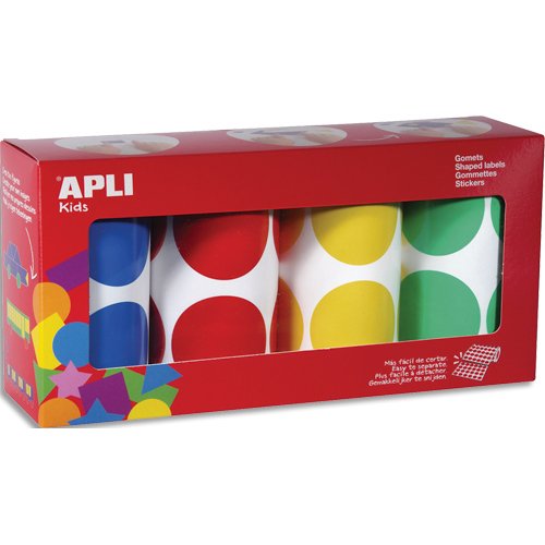 Gommette apli ronde 45mm coloris classiques assortis 4 rouleaux 1416 unites