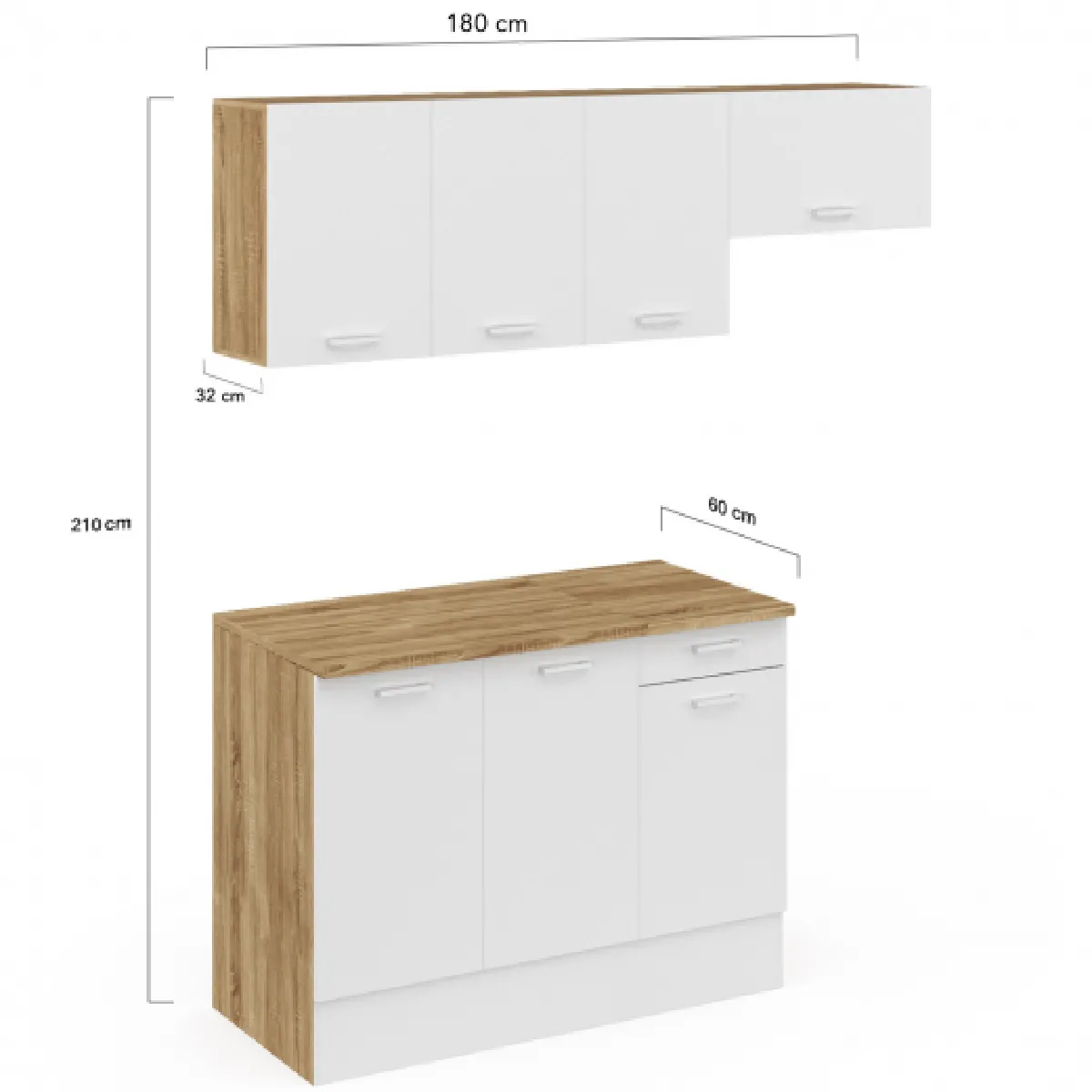 Cuisine complète IDMARKET SUBTIL - Bois et Blanc