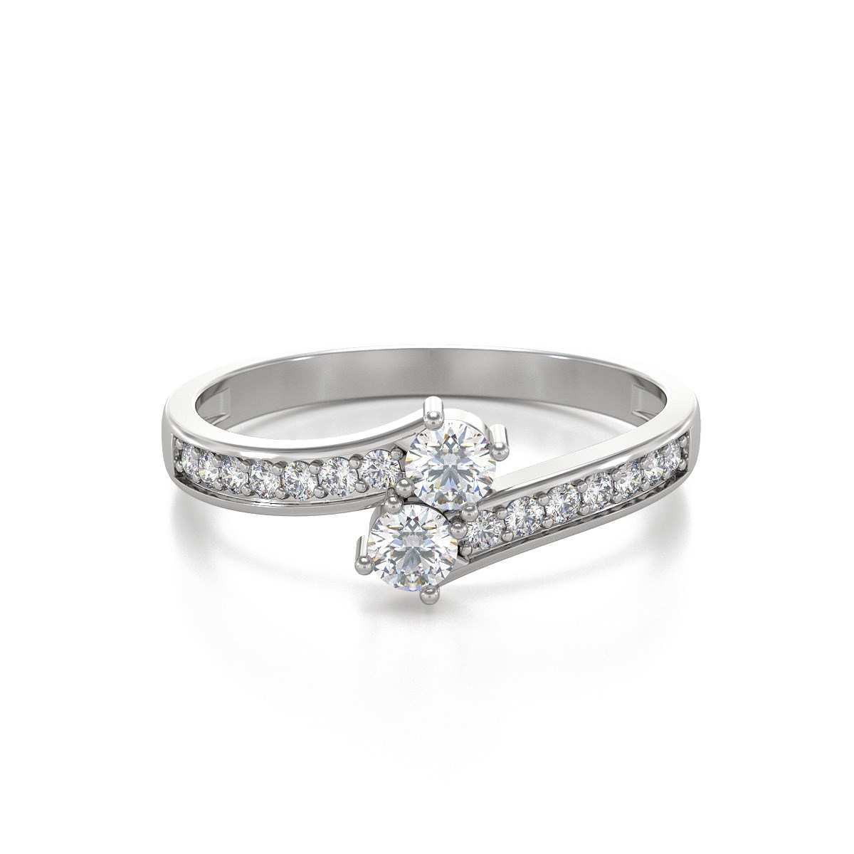 Bague ADEN Or Blanc Duo Diamants 2.15grs