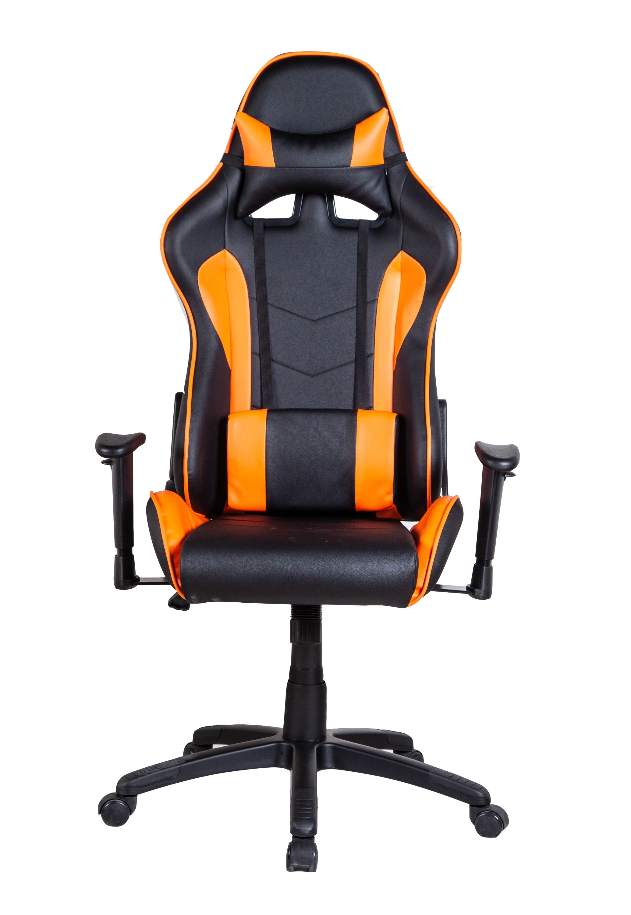 Gamingstuhl Bürostuhl Leder LIMITLESS schwarz/orange