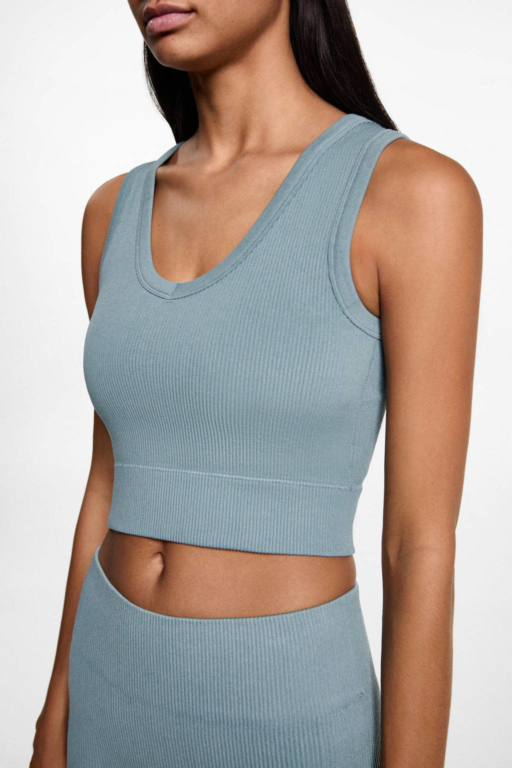 MANGO TEEN cropped sporttop groen
