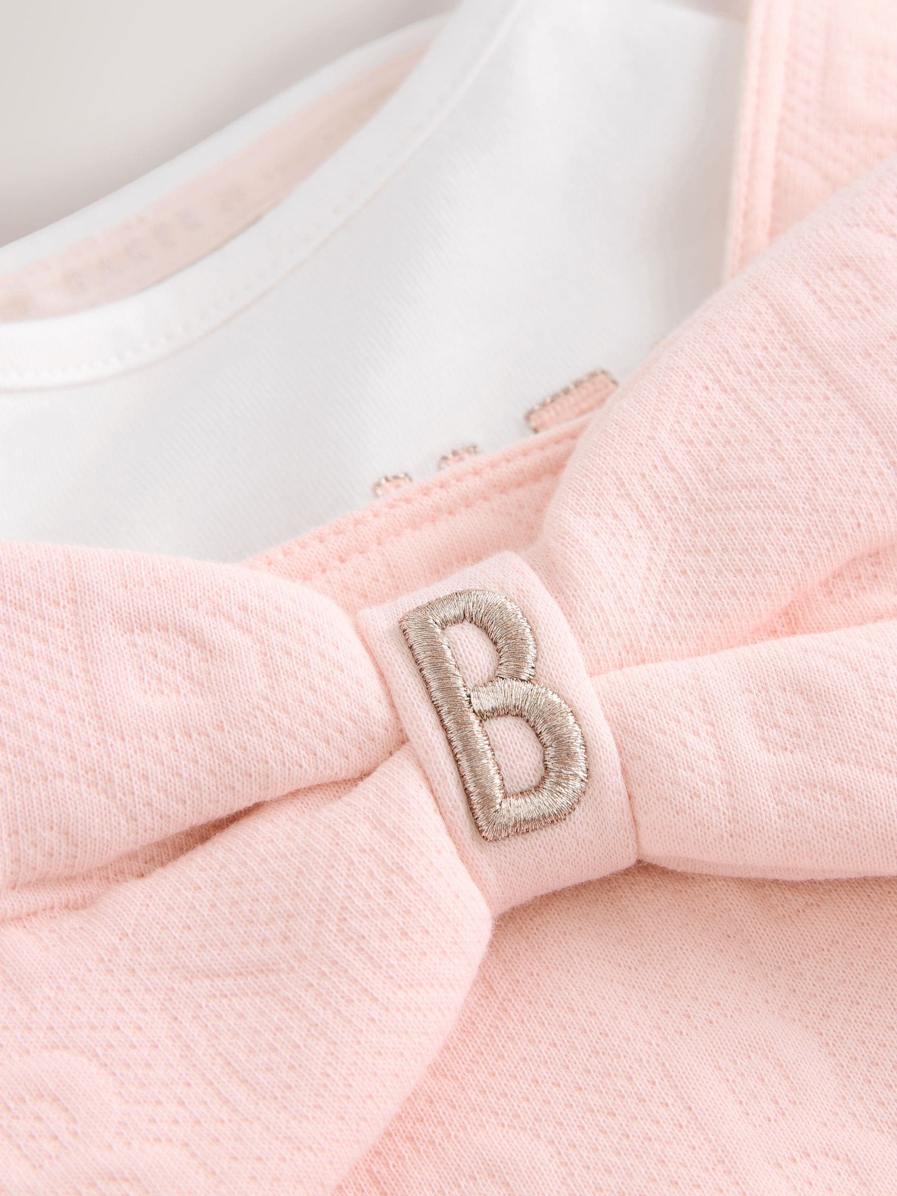 Baker by Ted Baker Pink Jacquard Bow Dungarees & T-Shirt Set