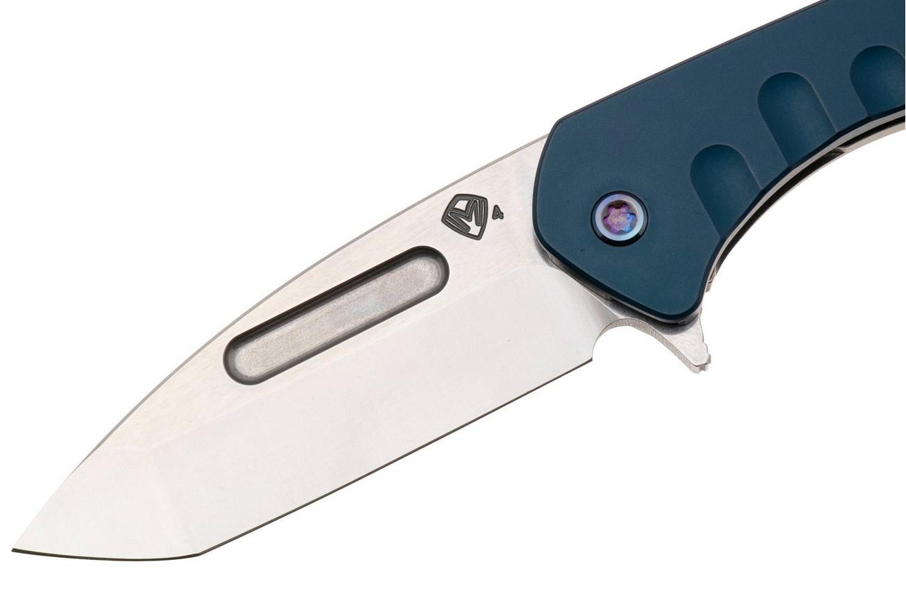 Medford Swift FL Flipper 25-SFF-02, Tumbled S45VN Tanto, Blue Aluminum Handle, Flamed Hardware zakmes