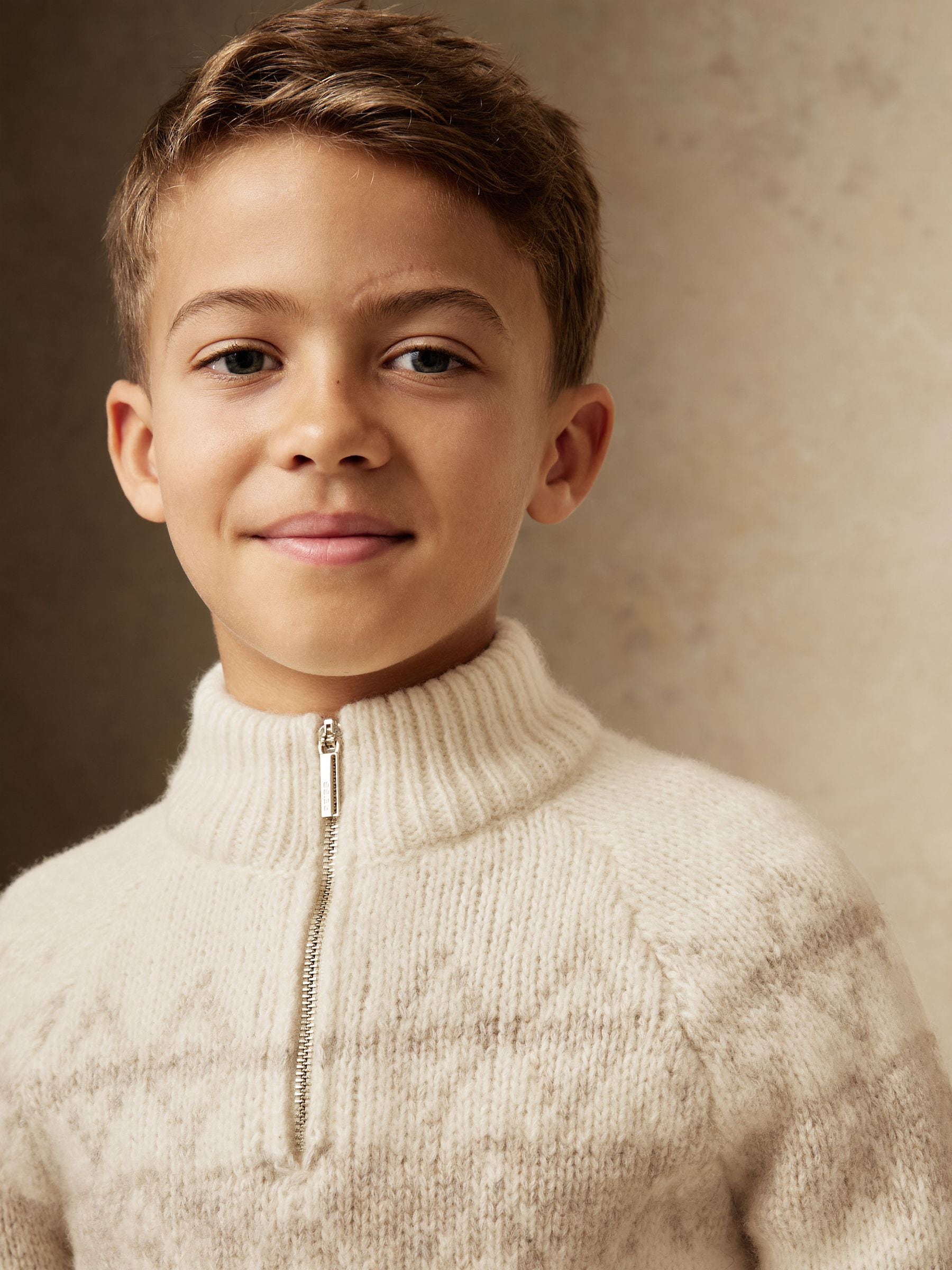 Reiss Claus Wool-Blend Fair Isle Half-Zip Jumper