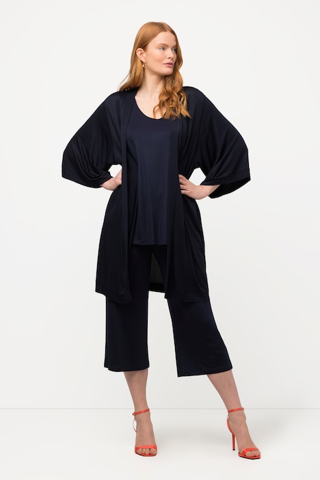 Kimono, Slinky-Piqué, Stehkragen, Halbarm