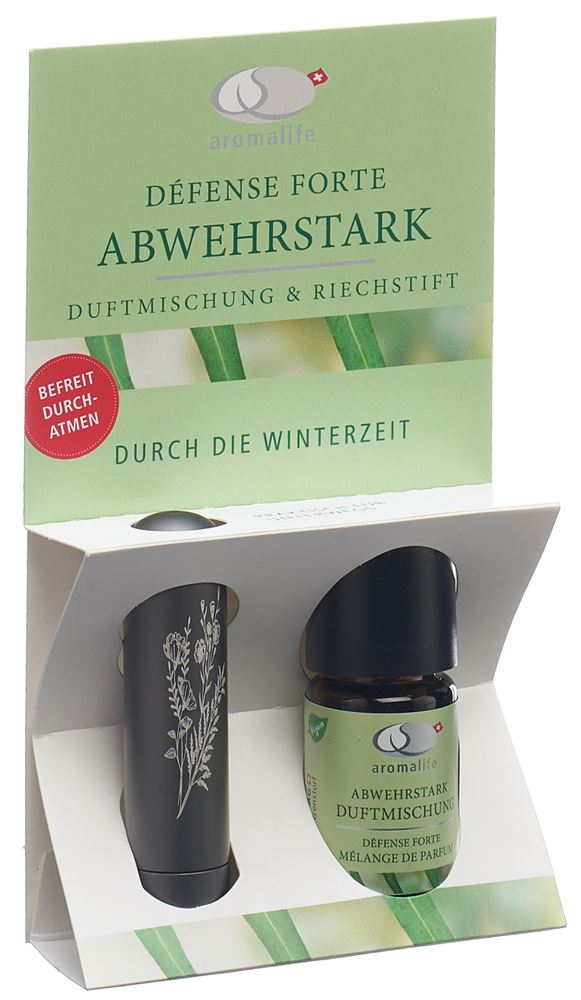 Aromalife Abwehrstark Duftmischung<br>5 ml, Ätherisches Öl, mit Riechstift Alu grau