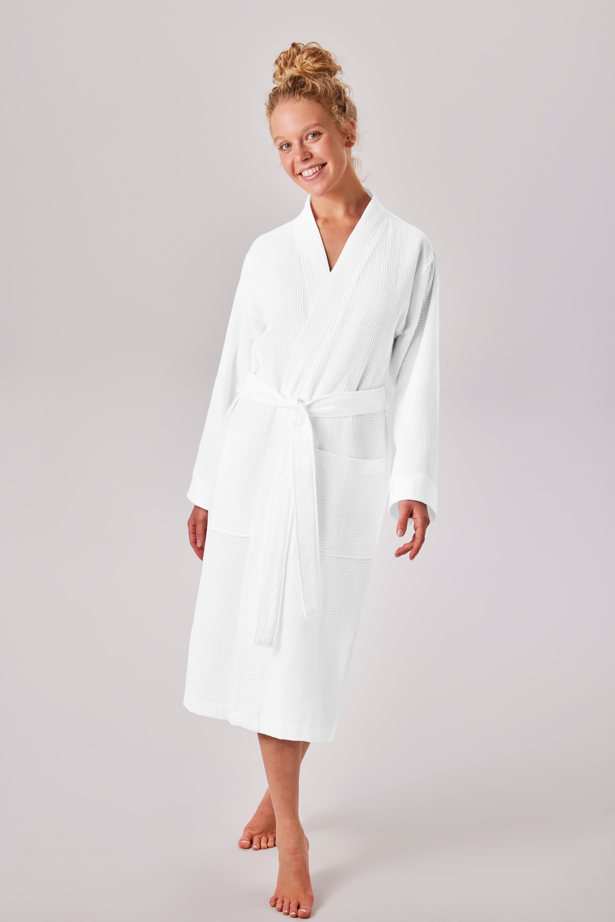 my home Unisex-Bademantel »Vanessa, ideal für Sauna & Spa, Hotelbademantel, Morgenmantel«, 1 Stk. Taschen, Damen & Herren, Waffelpiqué, sehr leichte Qualität, S-3XL