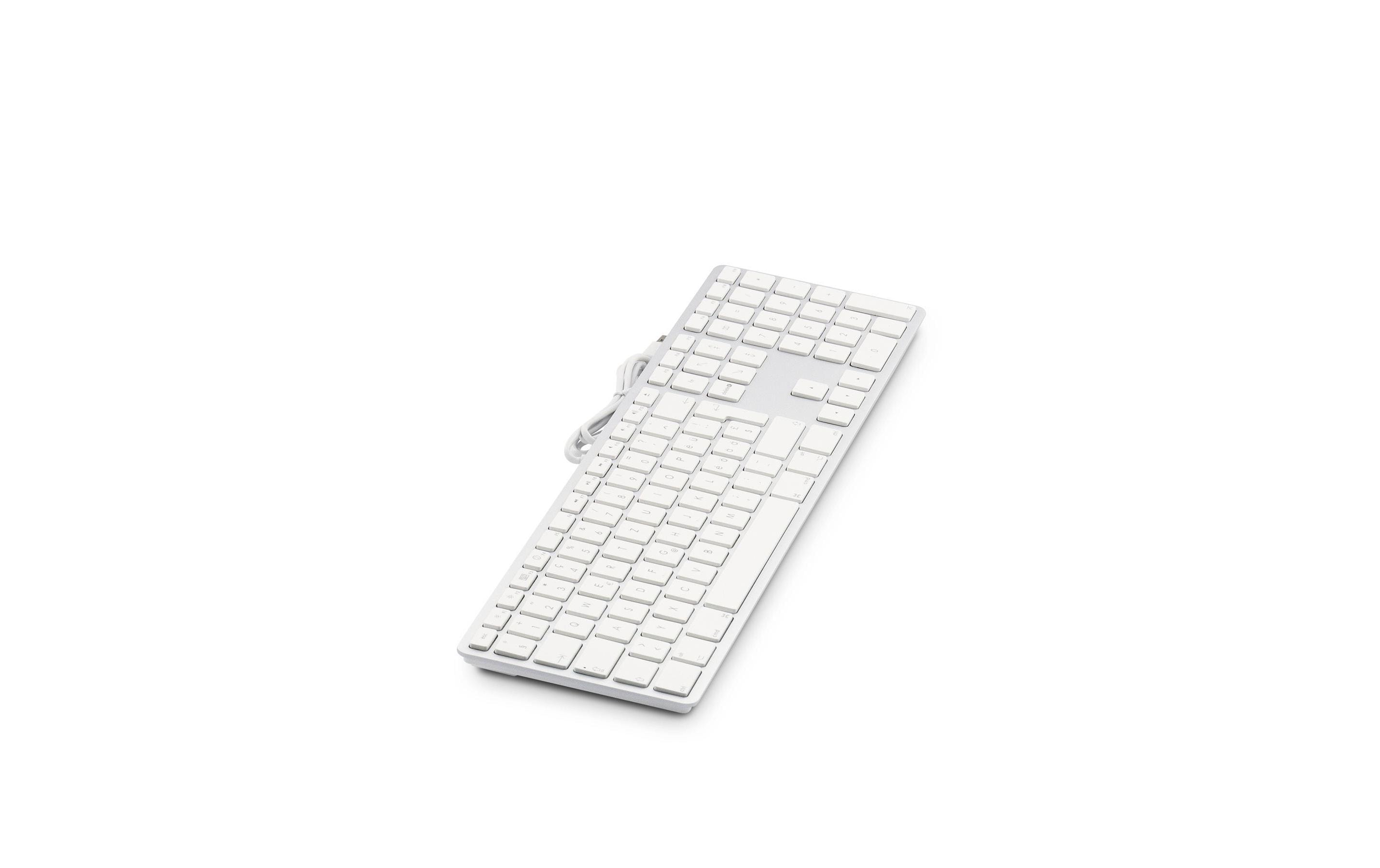 Tastatur KB-1243 Silber, Mac CH-Layout mit ZiffernblockElegante Mac-Tastatur mit Aluminiumcover