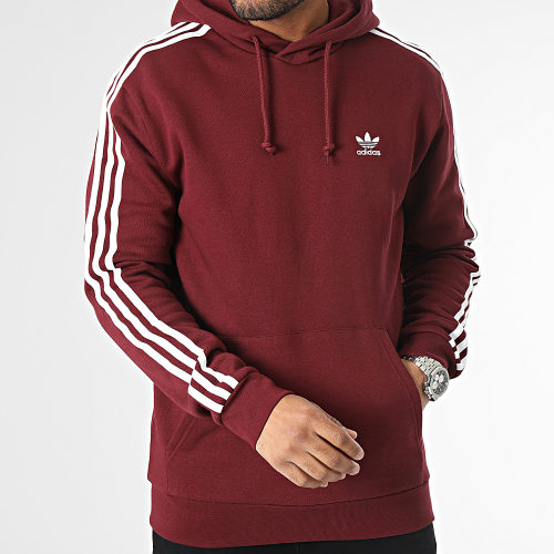 Sweat Capuche A Bandes IB1417 Bordeaux
