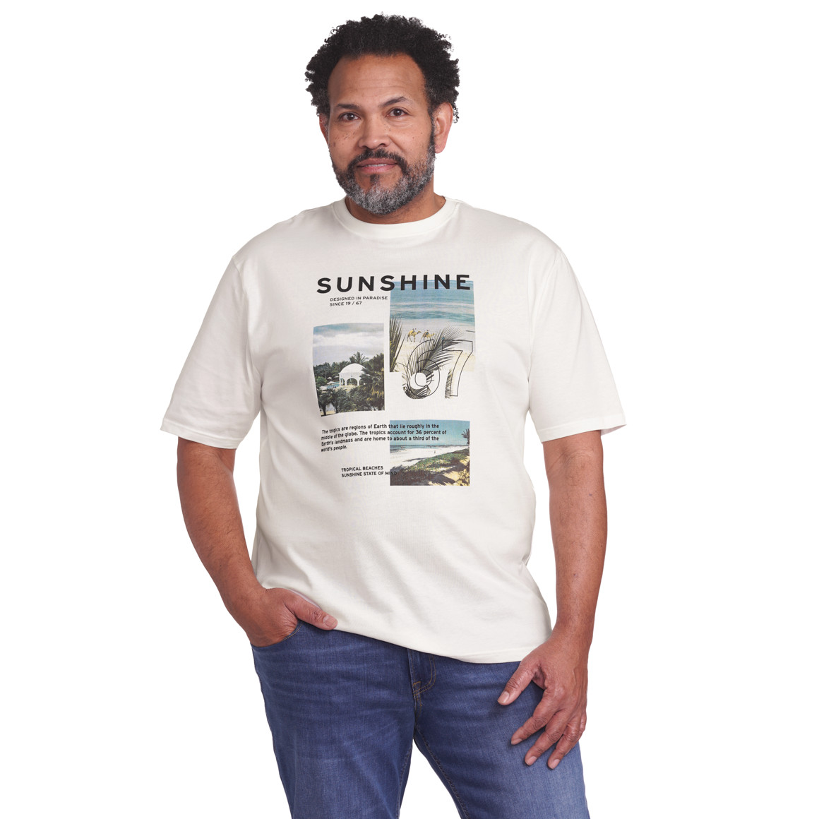 VanVaan Herren-T-Shirt mit großem Print weiss