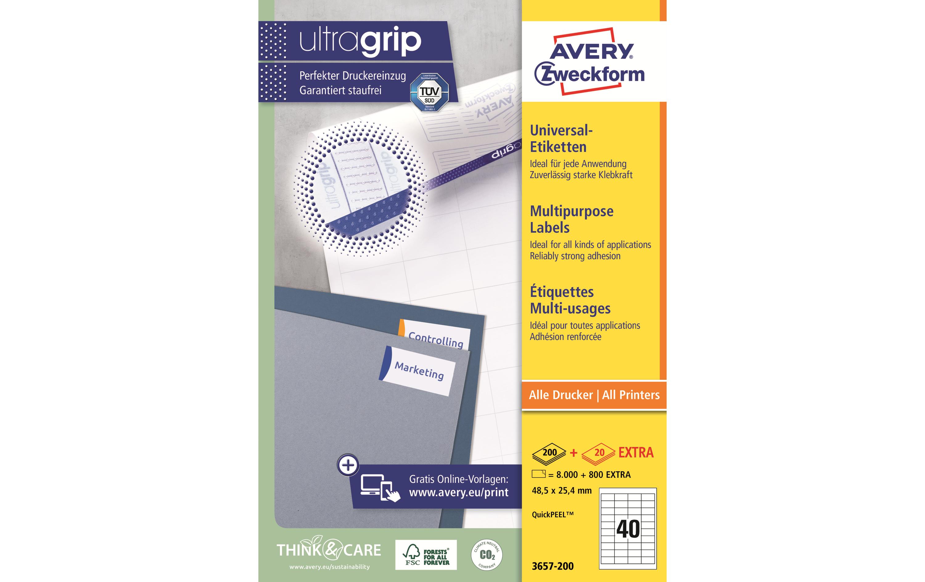Universal-Etiketten 3657 48.5 x 25.4 mm, 220 BlattWeisse Aufkleber, permanent haftend