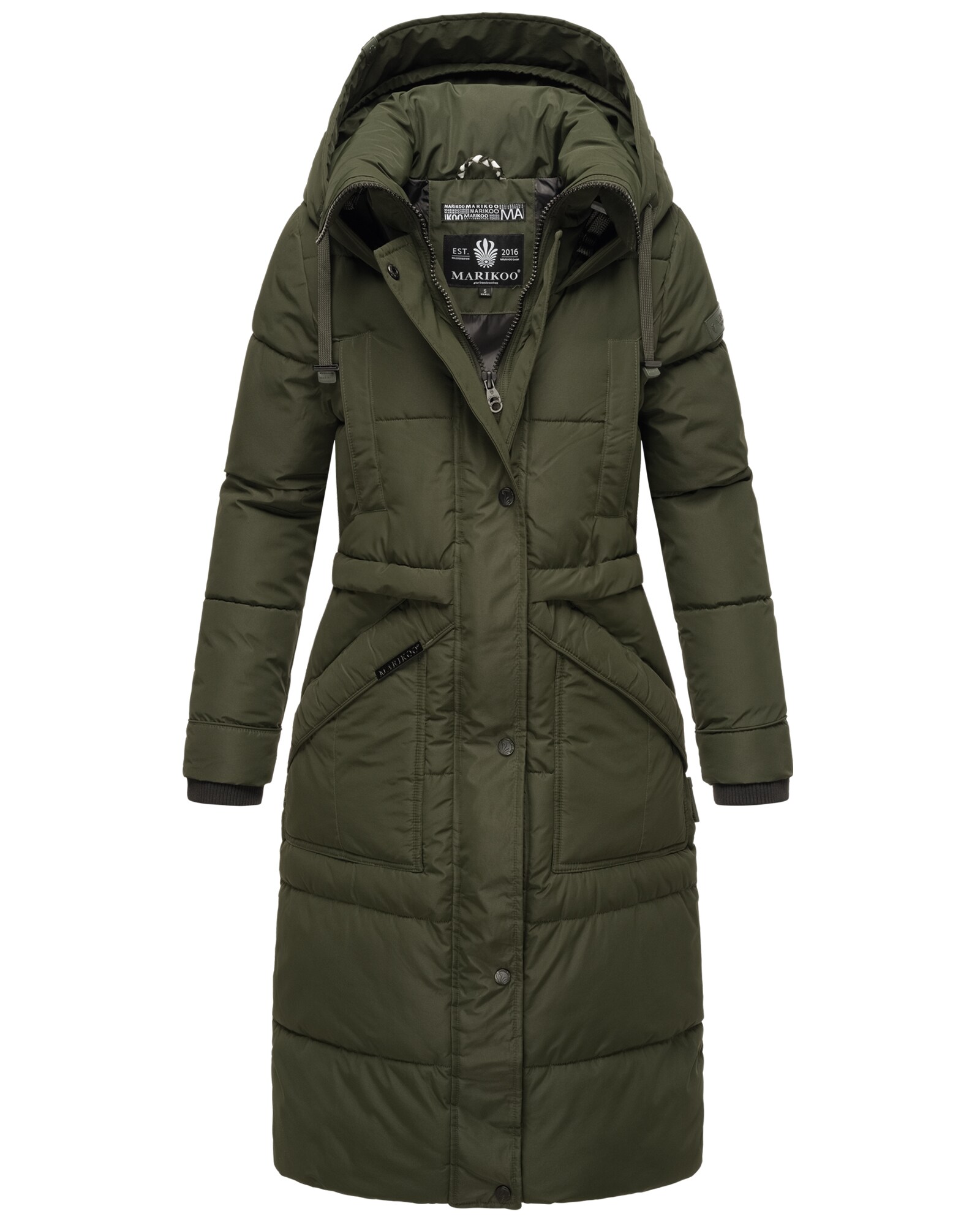 MARIKOO Damen Winter Steppmantel Stepp Jacke Mantel Parka warm mit Stehkragen & Kapuze Ayumii