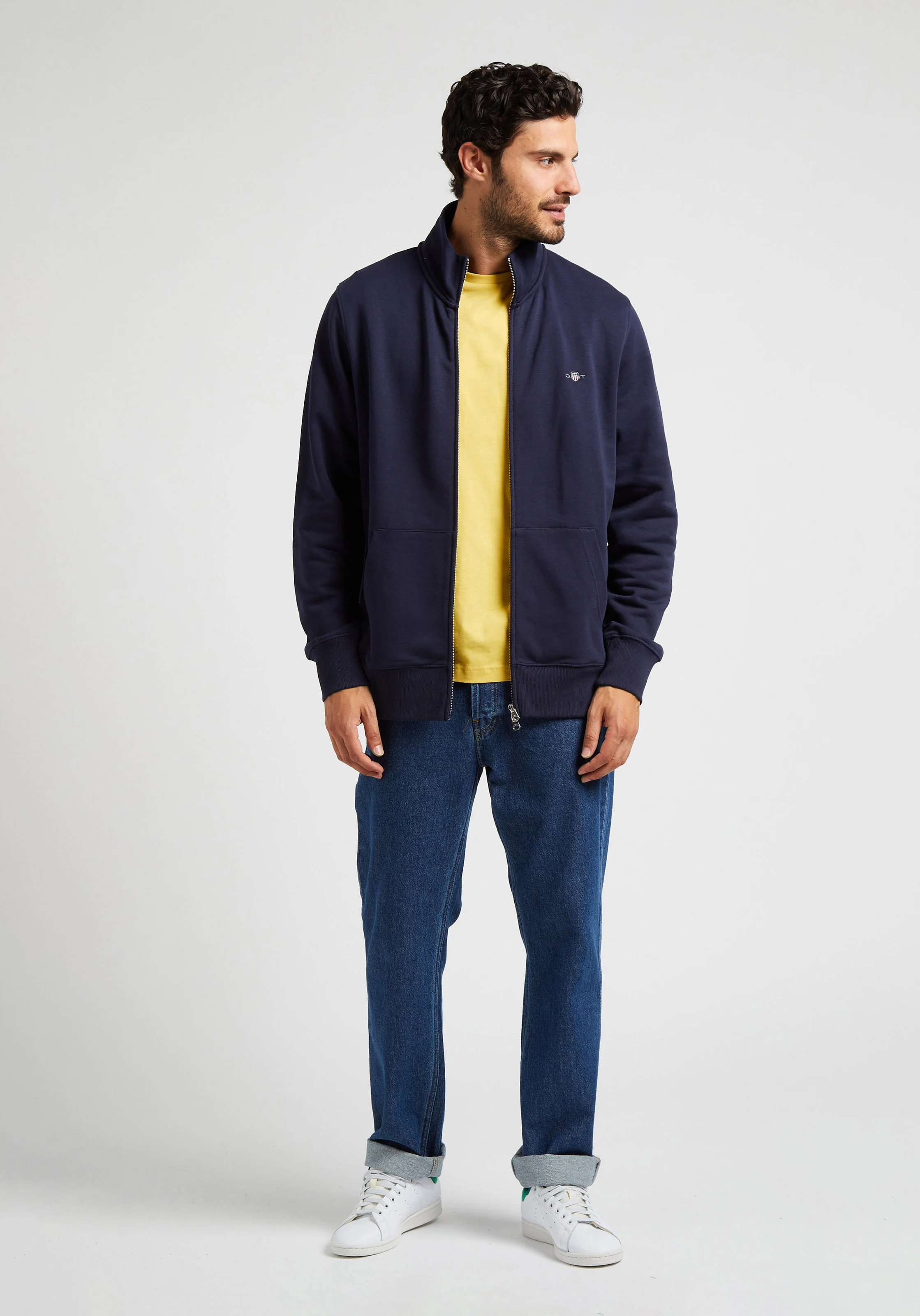 Sweat regular-fit col montant en coton mélangé | Bleu