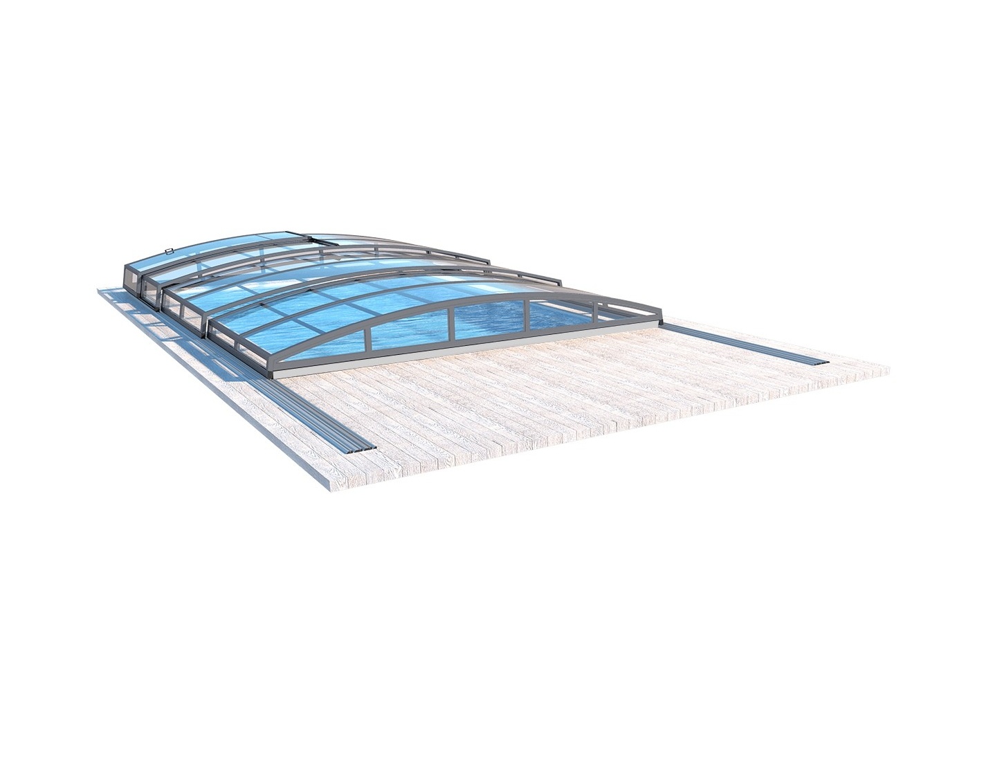 Abri de piscine skyline pour les modèles 4,10x3 m - bas85, bas785 - polycarbonate massif 3 mm - couleur ral7037 gris