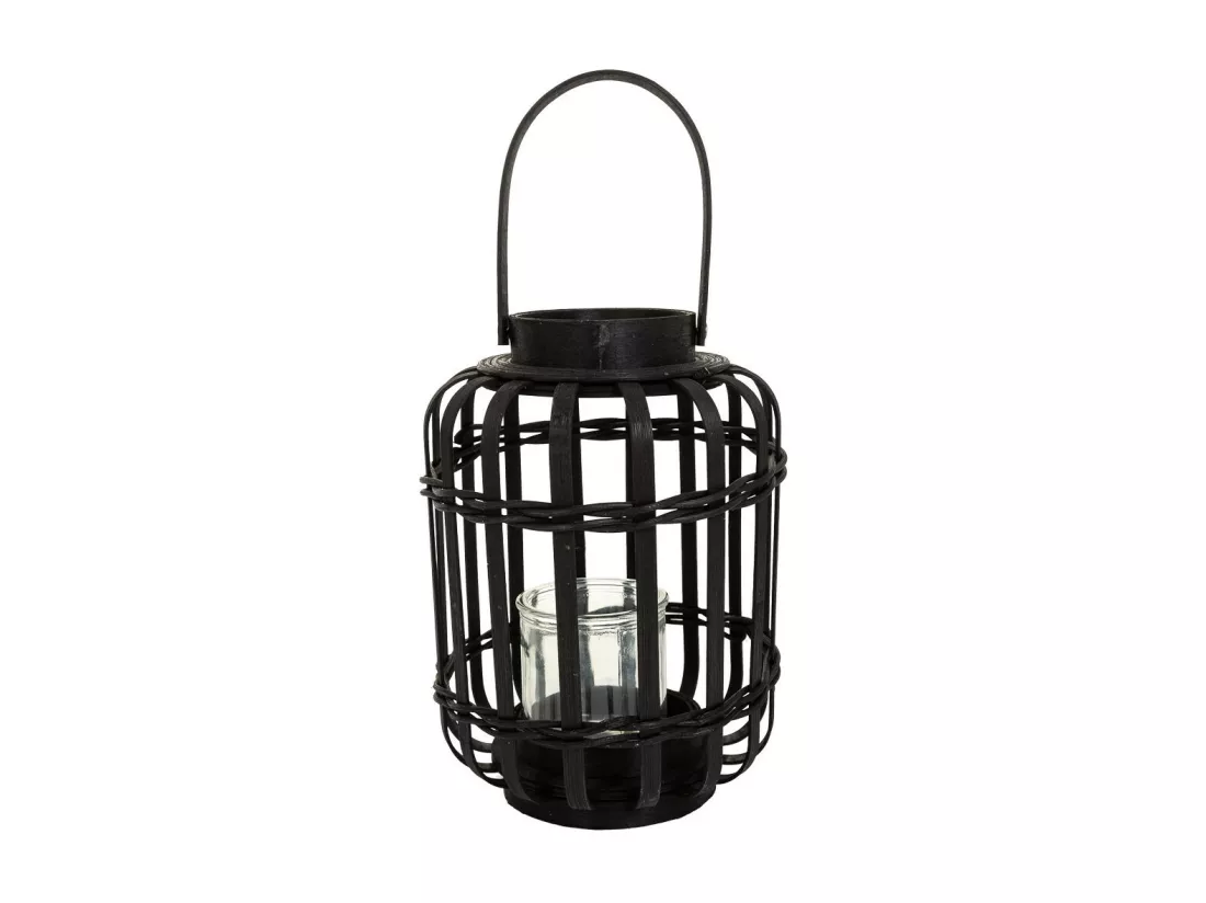 Lanterne photophore en bambou noir d17x25h