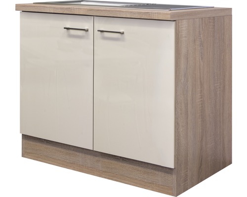 Flex Well spoelbakkast inclusief spoelbak Nepal BxDxH 100 x 60 x 86 cm kasjmier glanzend gedemonteerd scharnier links rechts